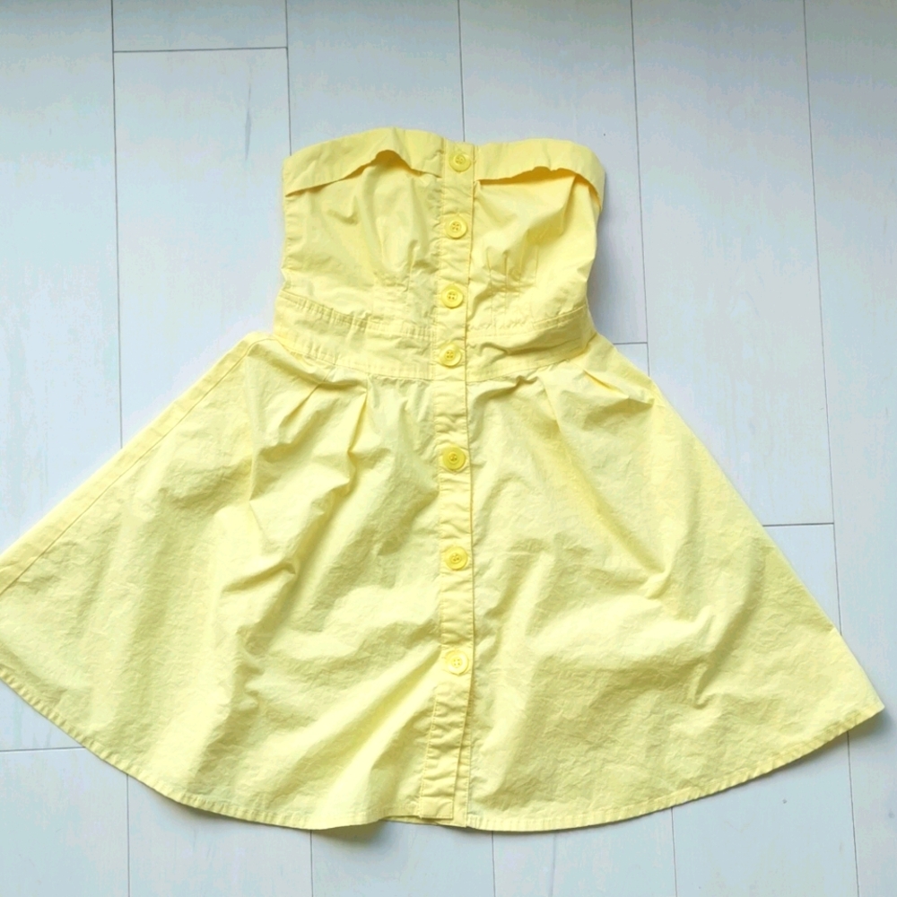 Fit flare strapless cotton dress
